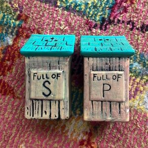 Outhouse salt and pepper shakers - full of S, full of P